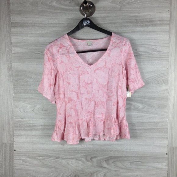 Hinge Pink Paisley Style Ruffle Hem Top - Picture 3 of 7